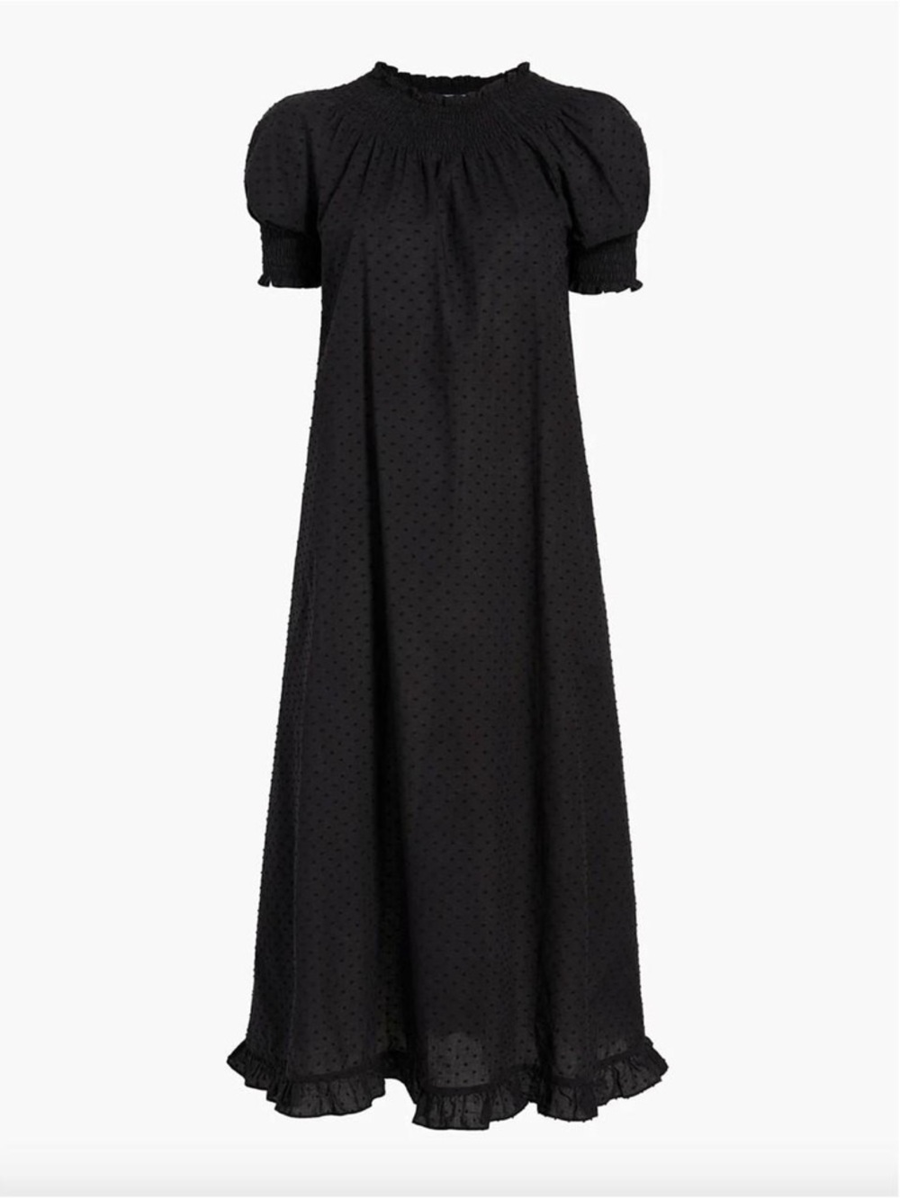 Hill House Home The Nap Dress — Black Puff-Sleeve Maxi Dress
